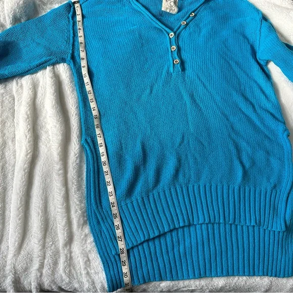 Free People Women's Firefly Knit Tunic Oversized Sweater Surf Blue XS NWT Boho - Picture 14 of 16